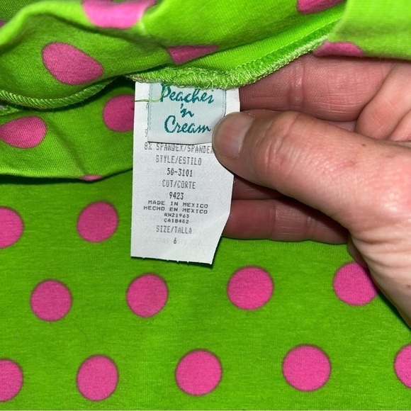 Girls Peaches n Cream Style 50-3101 Girls Sz 6 Outfit Green Pink Reversible NEW - Picture 5 of 13